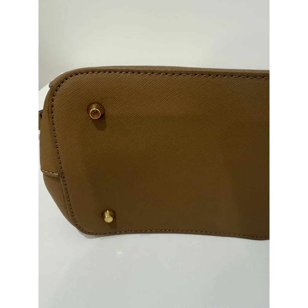 Dkny Robinson Double Zip Beige Saffiano Leather Tote